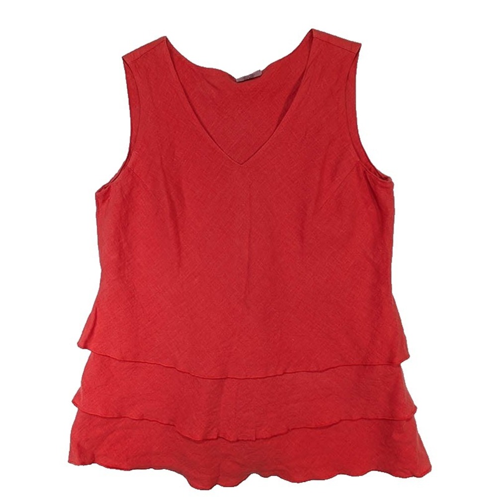 NEW Click Color Me Cotton Linen Top Womens M Orange Lagenlook Coastal Resort